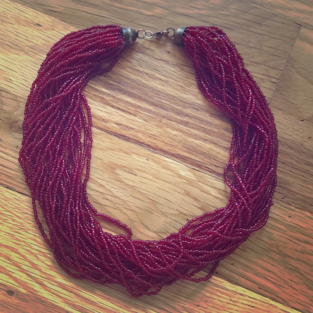 Chunky Cabernet Beaded Necklace